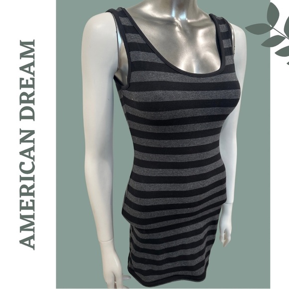 🛍️3/$40 American Dream Scoop Neck Mini Dress | Stretchy Stripe Knit | Small - Picture 2 of 5